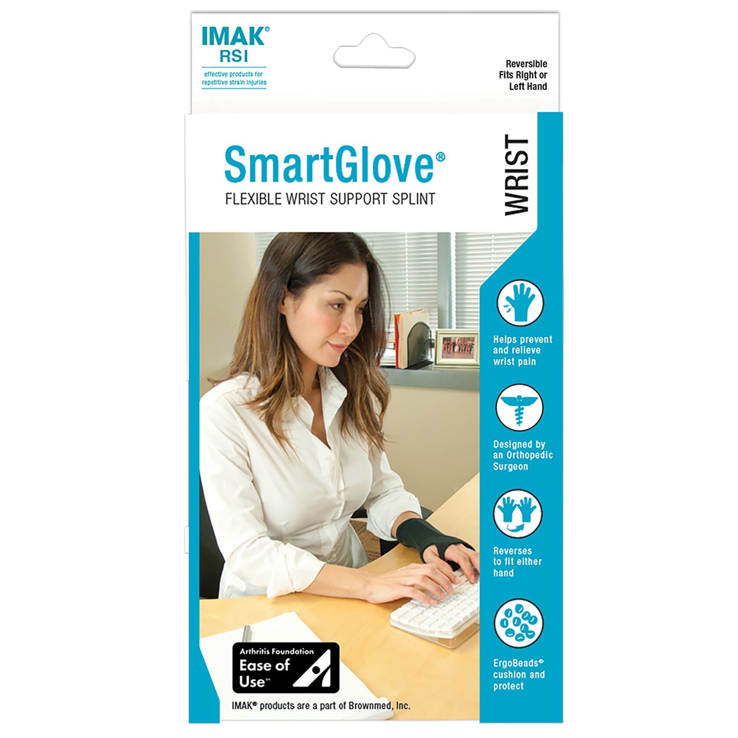 Wrist / Hand Support IMAK® RSI SmartGlove® with Thumb Support Cotton / Spandex Left or Right Hand Black Medium