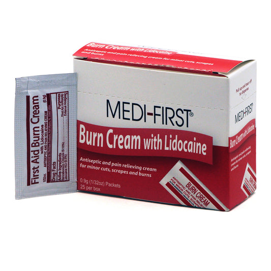 Burn Relief BZK (Benzalkonium Chloride) / Lidocaine HCl Medi-First® Cream 0.9 Gram Individual Packet