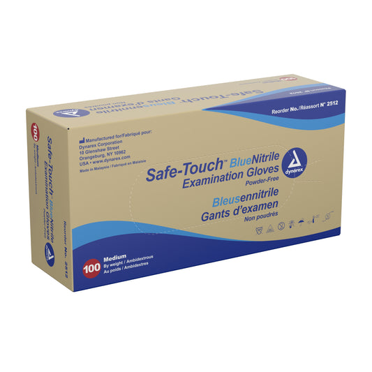 Exam Glove Safe-Touch™ Medium NonSterile Nitrile Standard Cuff Length Textured Fingertips Blue Not Rated