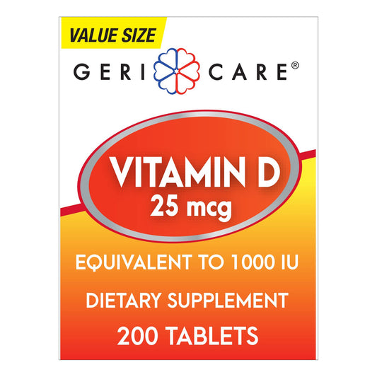 Vitamin Supplement Geri-Care® Vitamin D3 1,000 IU Strength Tablet 200 per Bottle
