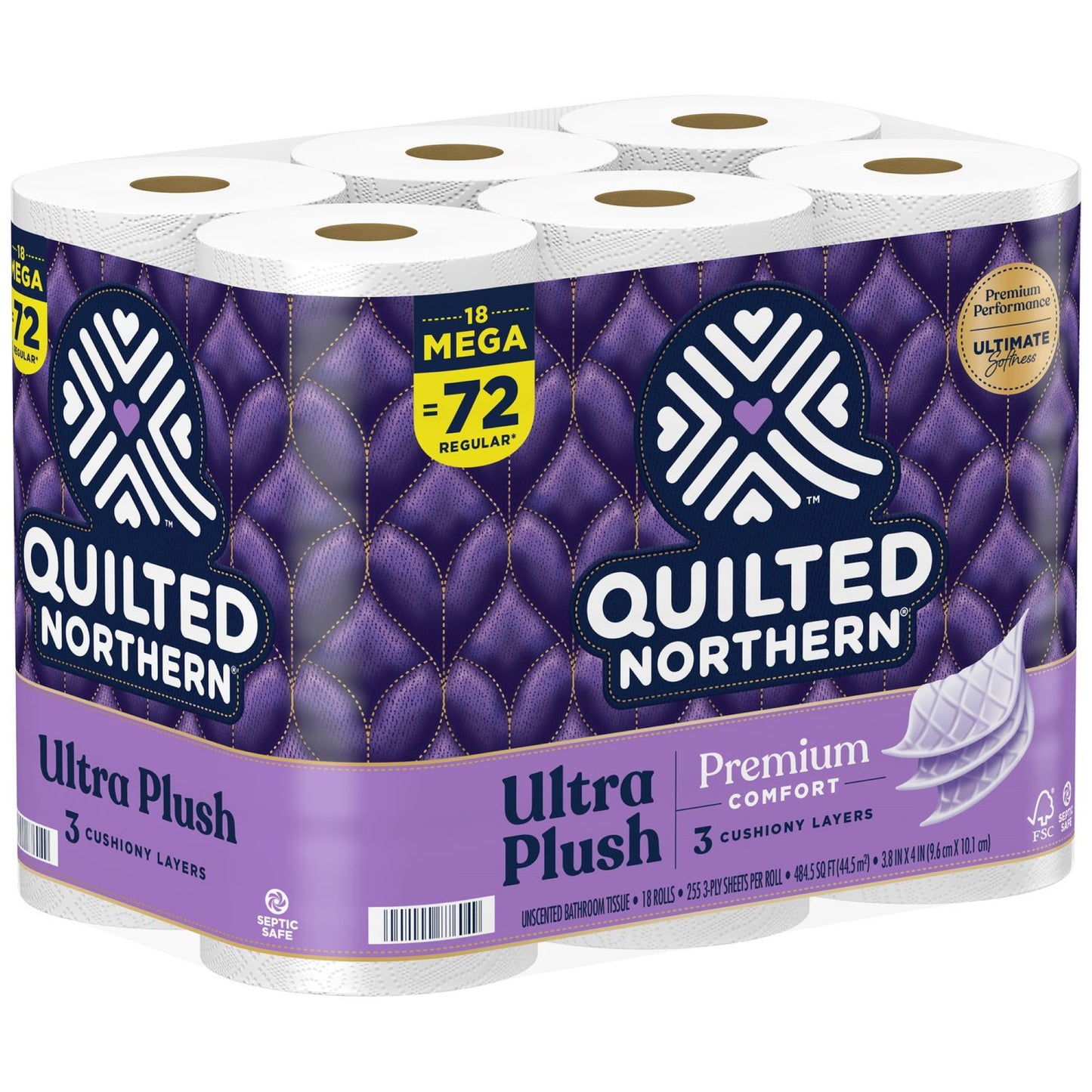 Toilet Tissue Quilted Northern White 3-Ply Jumbo Size Cored Roll 255 Sheets 3.8 X 4 Inch