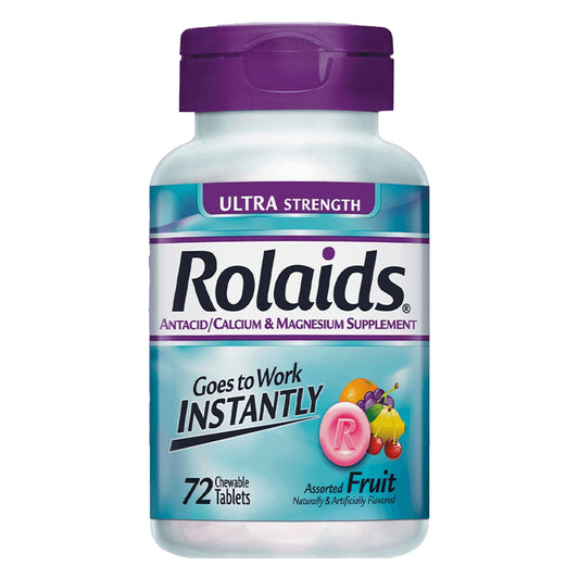 Antacid Rolaids® Ultra-Strength 400 mg - 85 mg Strength Chewable Tablet 72 per Bottle