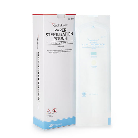 Sterilization Pouch Cardinal Health™ Ethylene Oxide (EO) Gas / Steam 3-1/2 X 9 Inch Transparent / White Self Seal Paper / Film