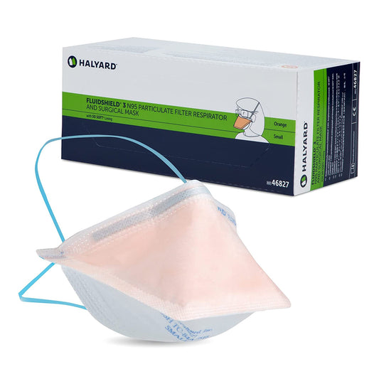 Particulate Respirator / Surgical Mask FluidShield Medical N95 Not Rated Elastic Strap Small