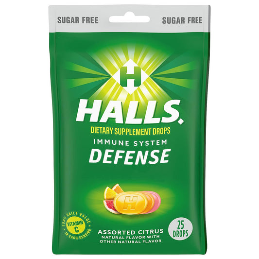 Vitamin C Supplement Halls® Defense Lozenge 25 per Bag Citrus Flavor
