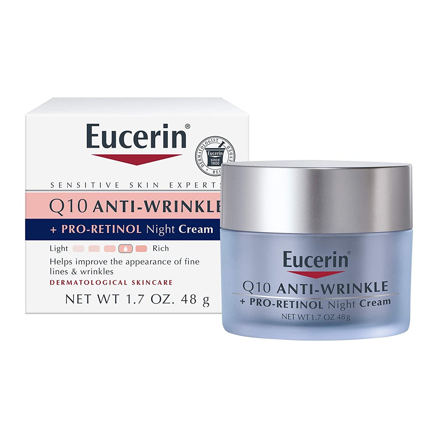 Facial Moisturizer Eucerin® Q10 Anti-Wrinkle Night Cream + Pro-Retinol 1.7 oz. Jar Unscented Cream