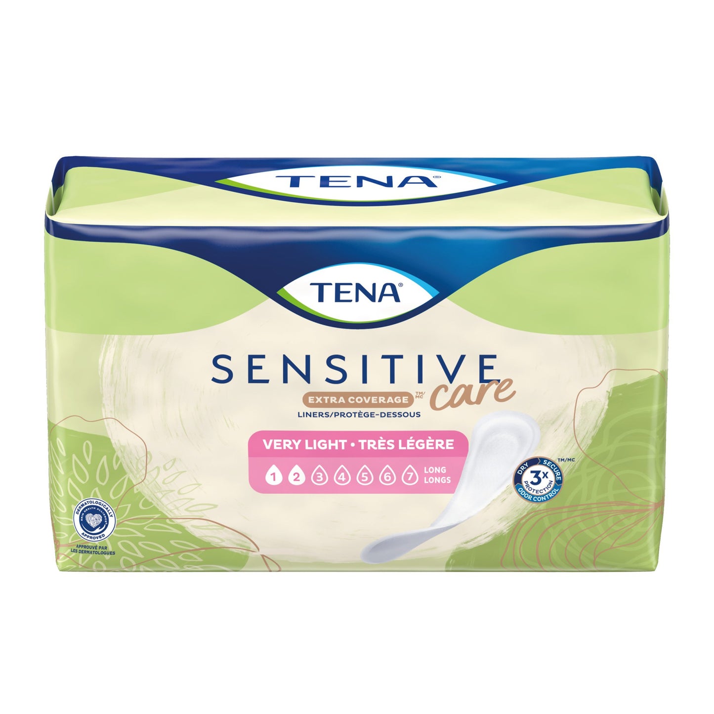 Bladder Control Pad TENA Sensitive Care™ Extra Coverage 9 Inch Length Light Absorbency Dry-Fast Core™ One Size Fits Most