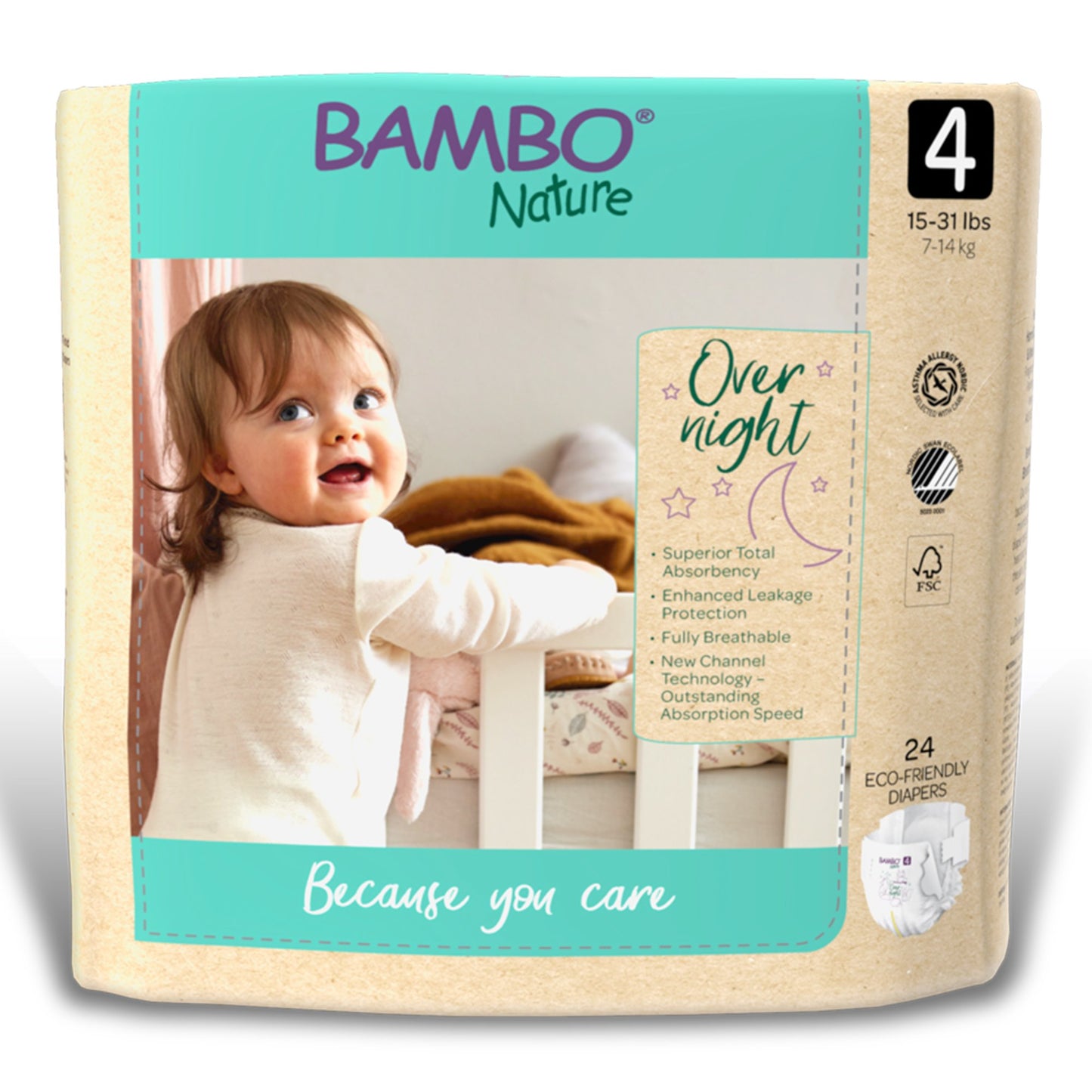 Unisex Baby Diaper Bambo® Nature Size 4 Disposable Heavy Absorbency