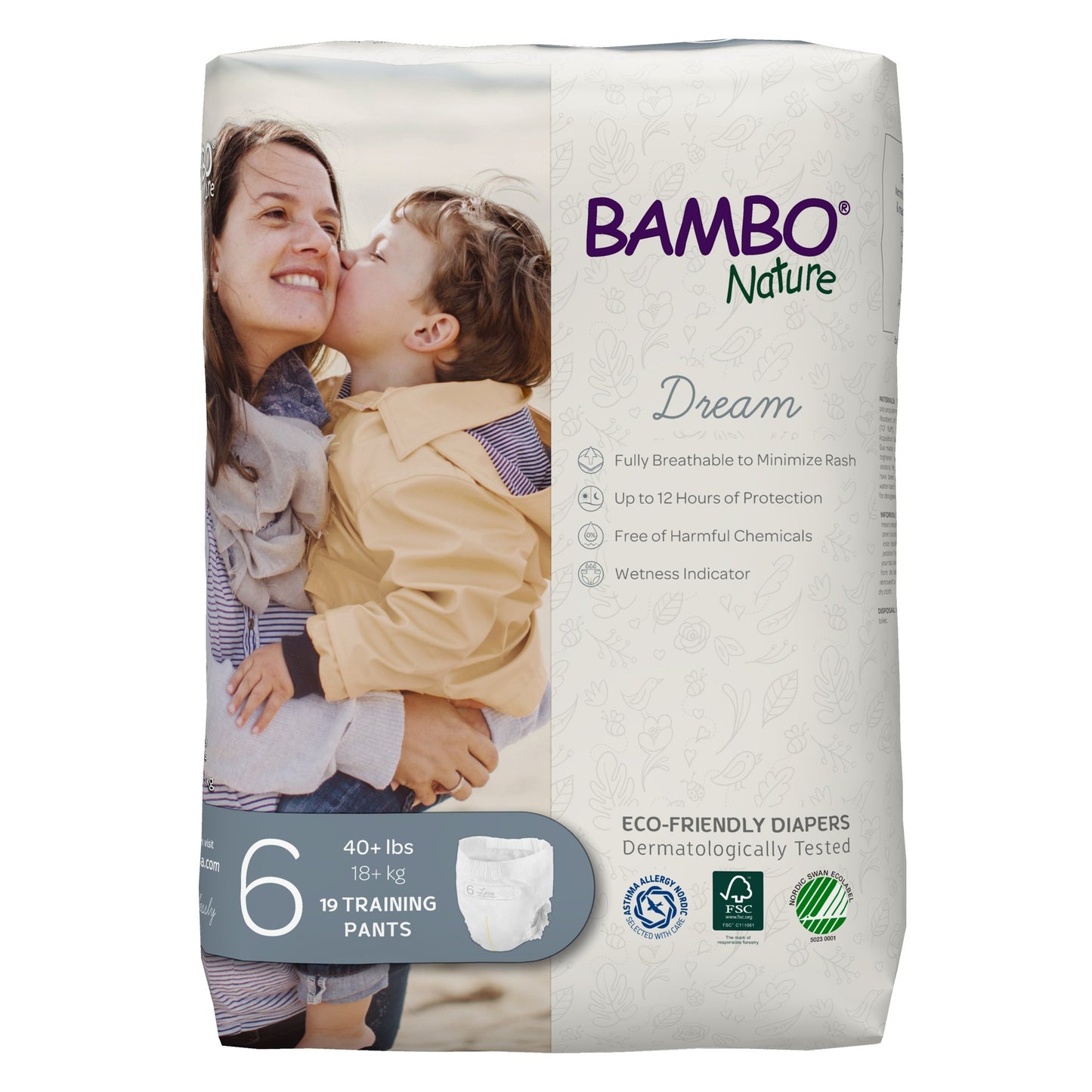 Unisex Toddler Training Pants Bambo® Nature Dream Pull On with Tear Away Seams Size 6 Disposable Heavy Absorbency