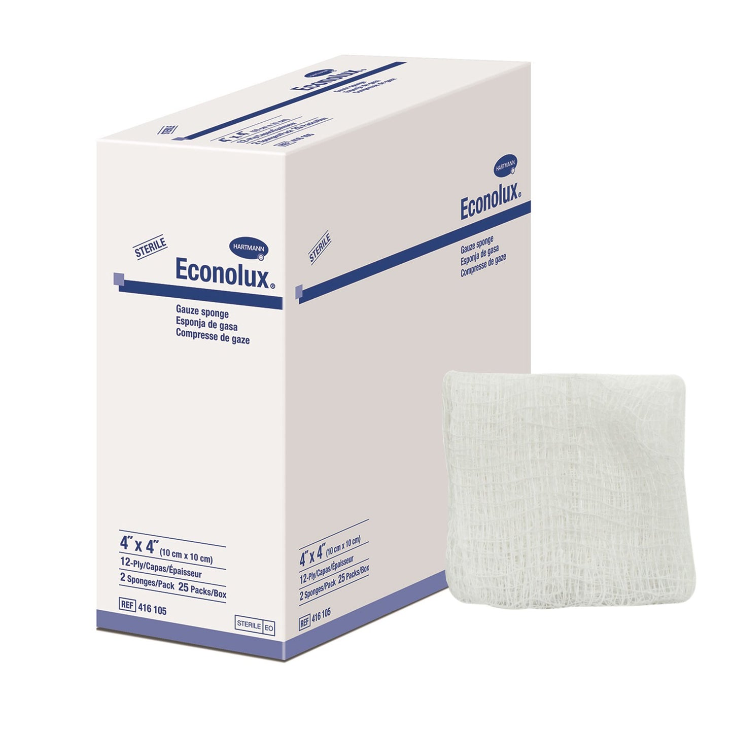 Gauze Sponge Econolux® 4 X 4 Inch 12-Ply Sterile 2 per Pack