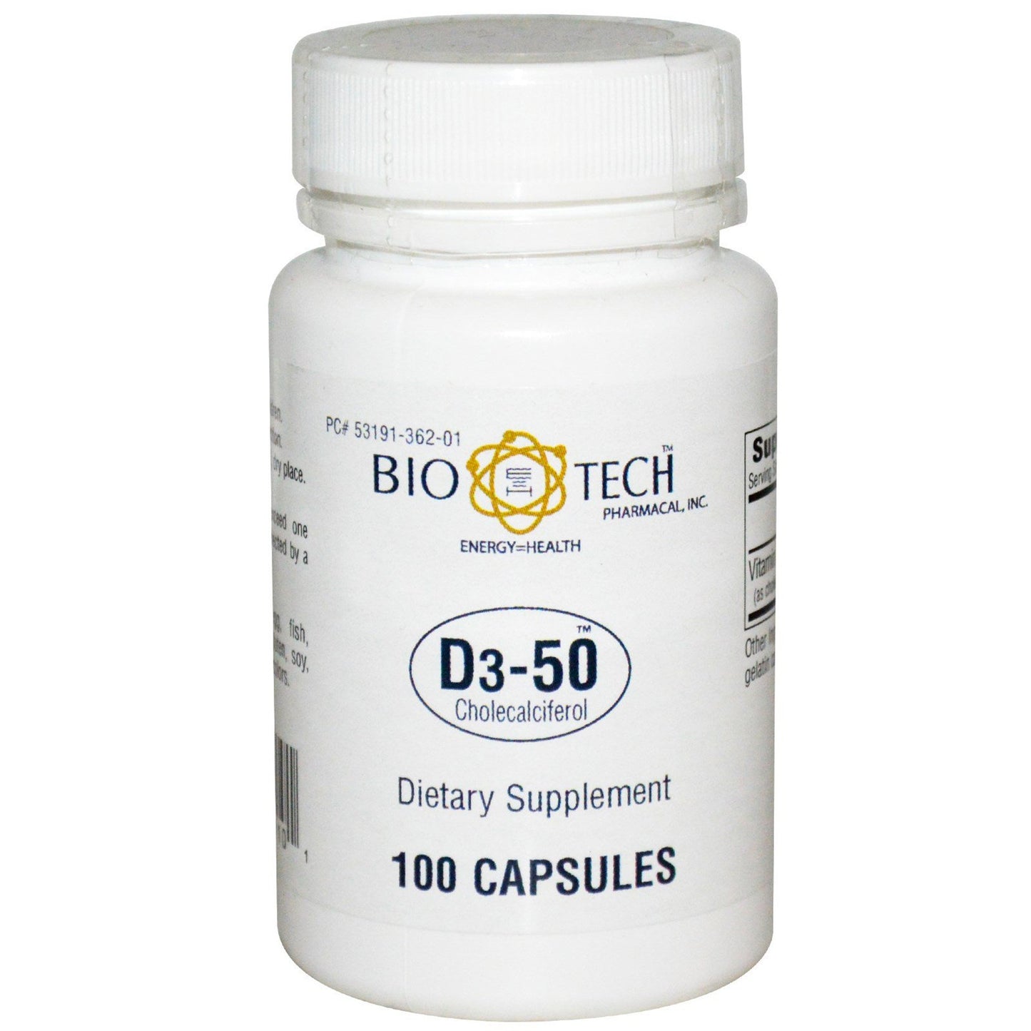 Vitamin Supplement Bio Tech™ Vitamin D3 5,0000 IU Strength Capsule 100 per Bottle