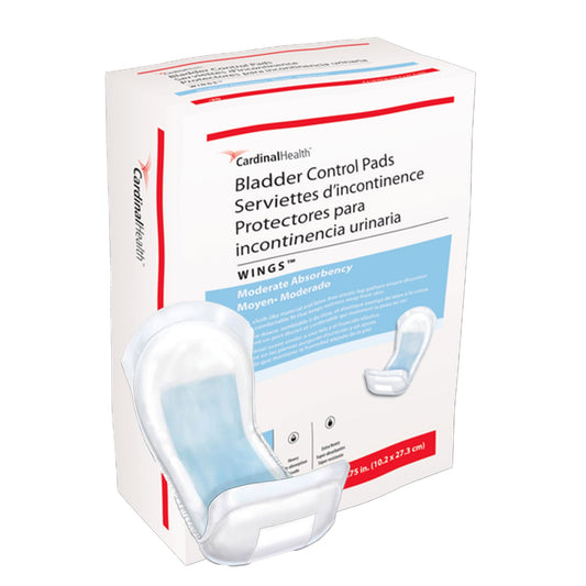 Bladder Control Pad Wings™ 4 X 10-3/4 Inch Moderate Absorbency Polymer Core One Size Fits Most