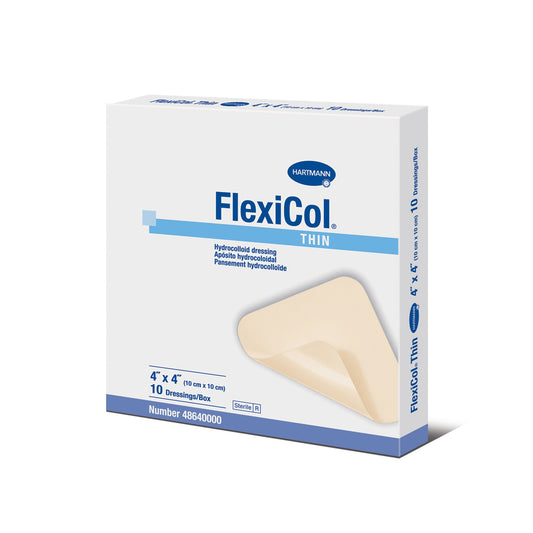 Thin Hydrocolloid Dressing FlexiCol® Without Backing 4 X 4 Inch Square Hydrocolloid