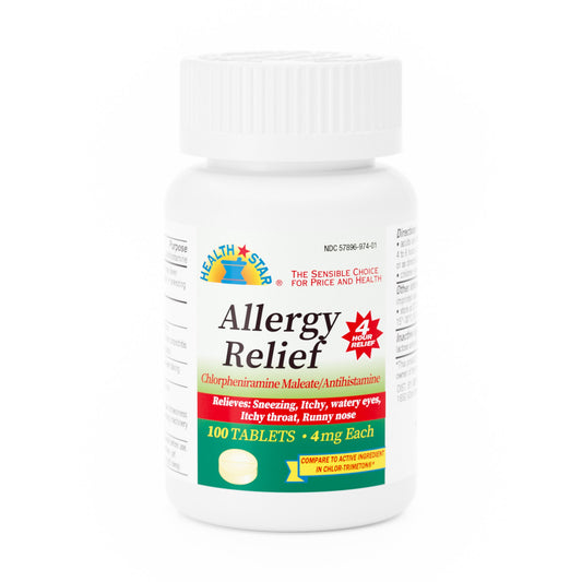 Allergy Relief McKesson Brand 4 mg Strength Tablet 100 per Bottle