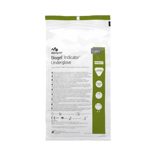 Surgical Underglove Biogel® Indicator™ Underglove Size 8.5 Sterile Latex Standard Cuff Length Smooth Green Not Chemo Approved