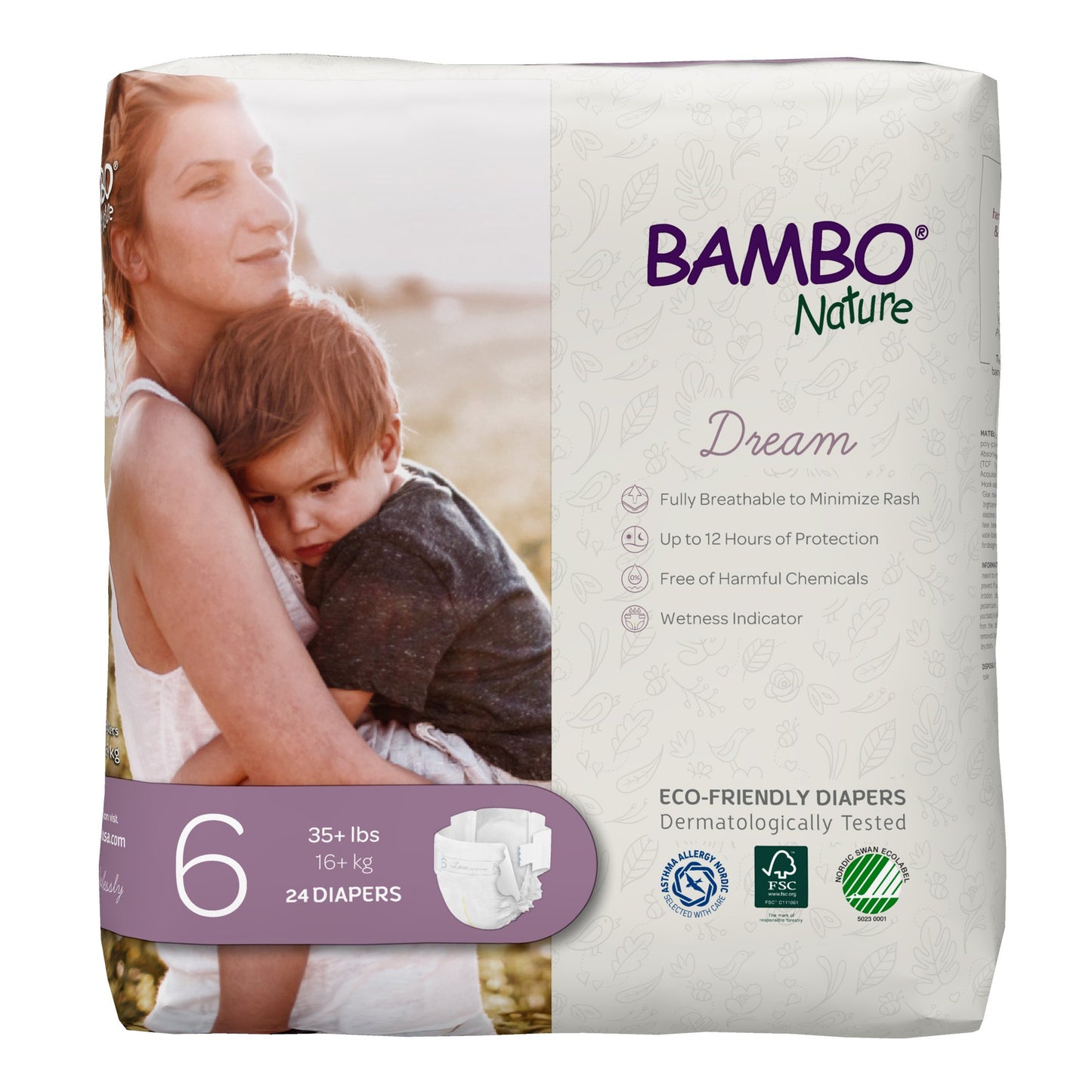 Unisex Baby Diaper Bambo® Nature Dream Size 6 Disposable Heavy Absorbency