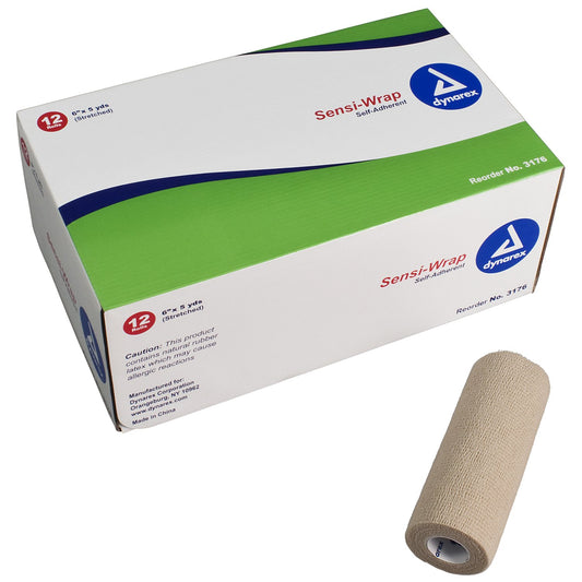 Cohesive Bandage Sensi-Wrap 6 Inch X 5 Yard Self-Adherent Closure Tan NonSterile Standard Compression