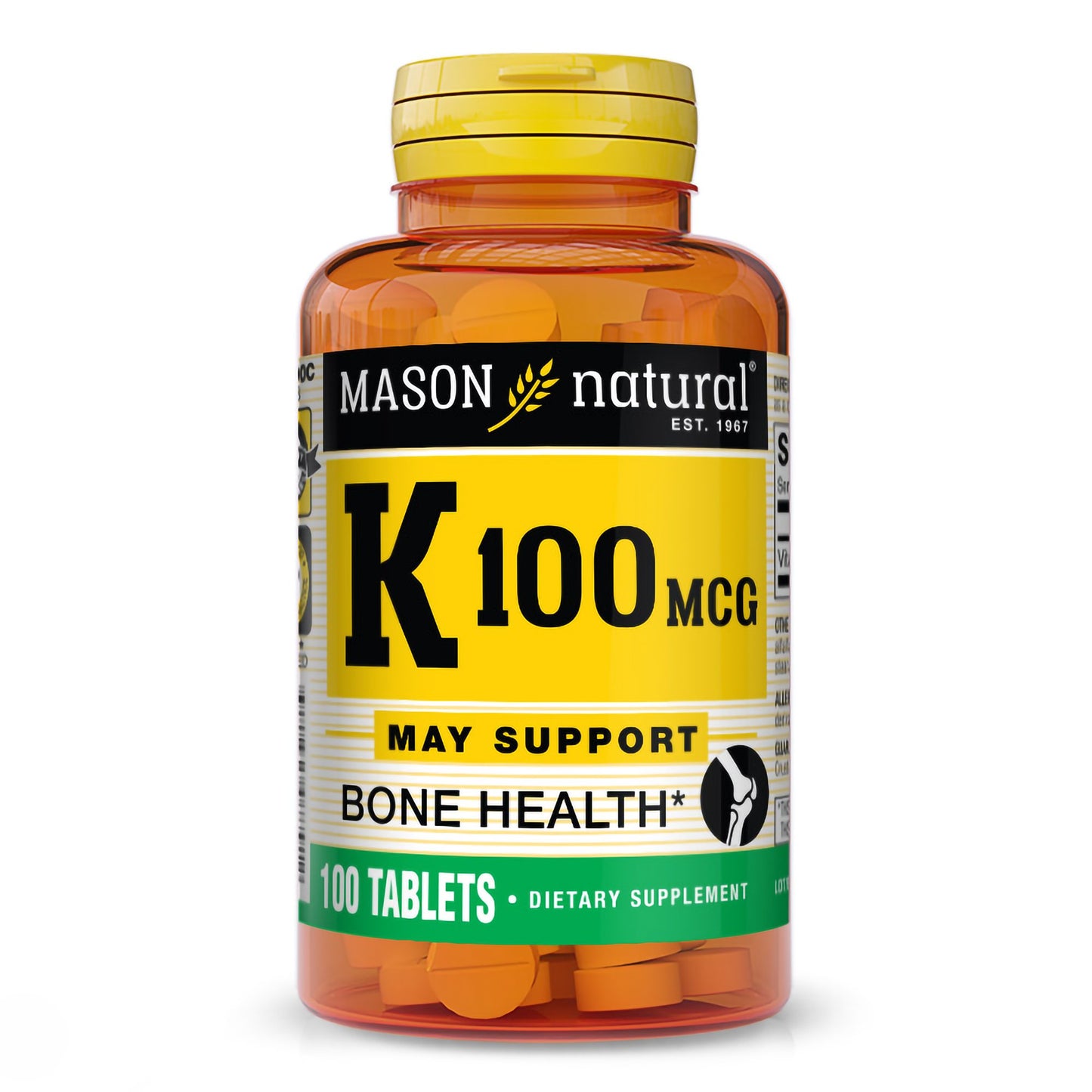 Vitamin Supplement Mason Natural® Vitamin K 100 mcg Strength Tablet 100 per Bottle