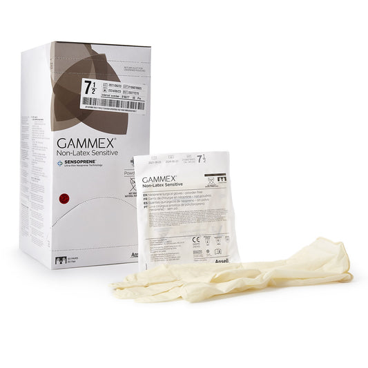 Surgical Glove GAMMEX® Non-Latex Sensitive Size 7.5 Sterile Polychloroprene Standard Cuff Length Micro-Textured Cream Chemo Tested