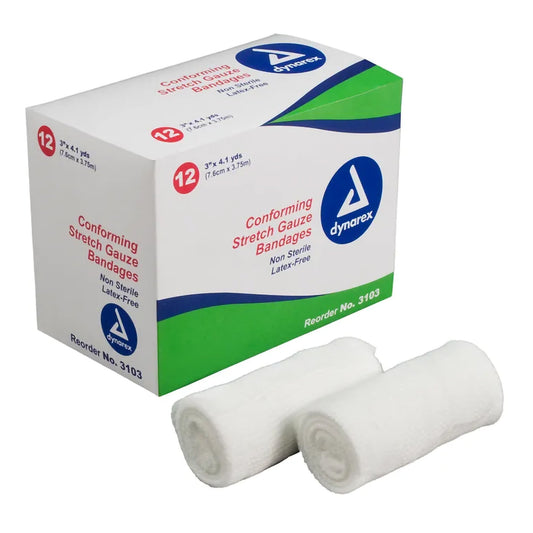 Conforming Bandage Dynarex® 3 Inch X 4-1/10 Yard 1-Ply NonSterile 12 per Pack