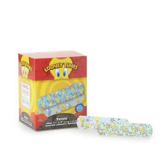 Adhesive Strip Looney Tunes™ Stat Strip® Plastic Kid Design (Tweety) 3/4 X 3 Inch Sterile