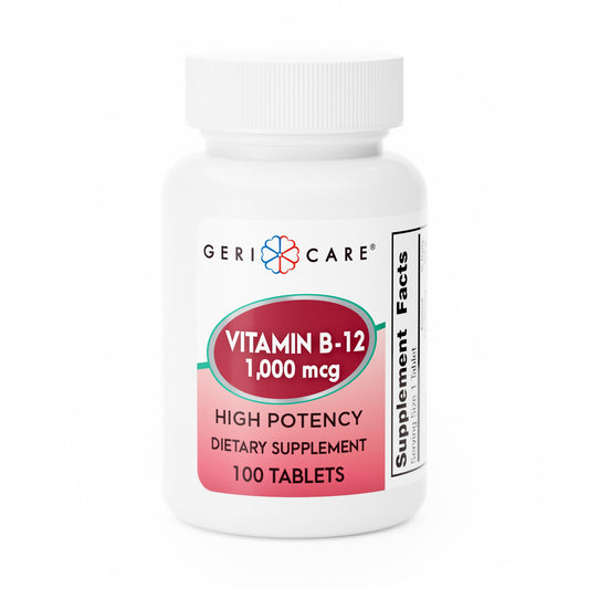 Vitamin Supplement Geri-Care® Vitamin B12 1,000 mcg Strength Tablet 100 per Bottle