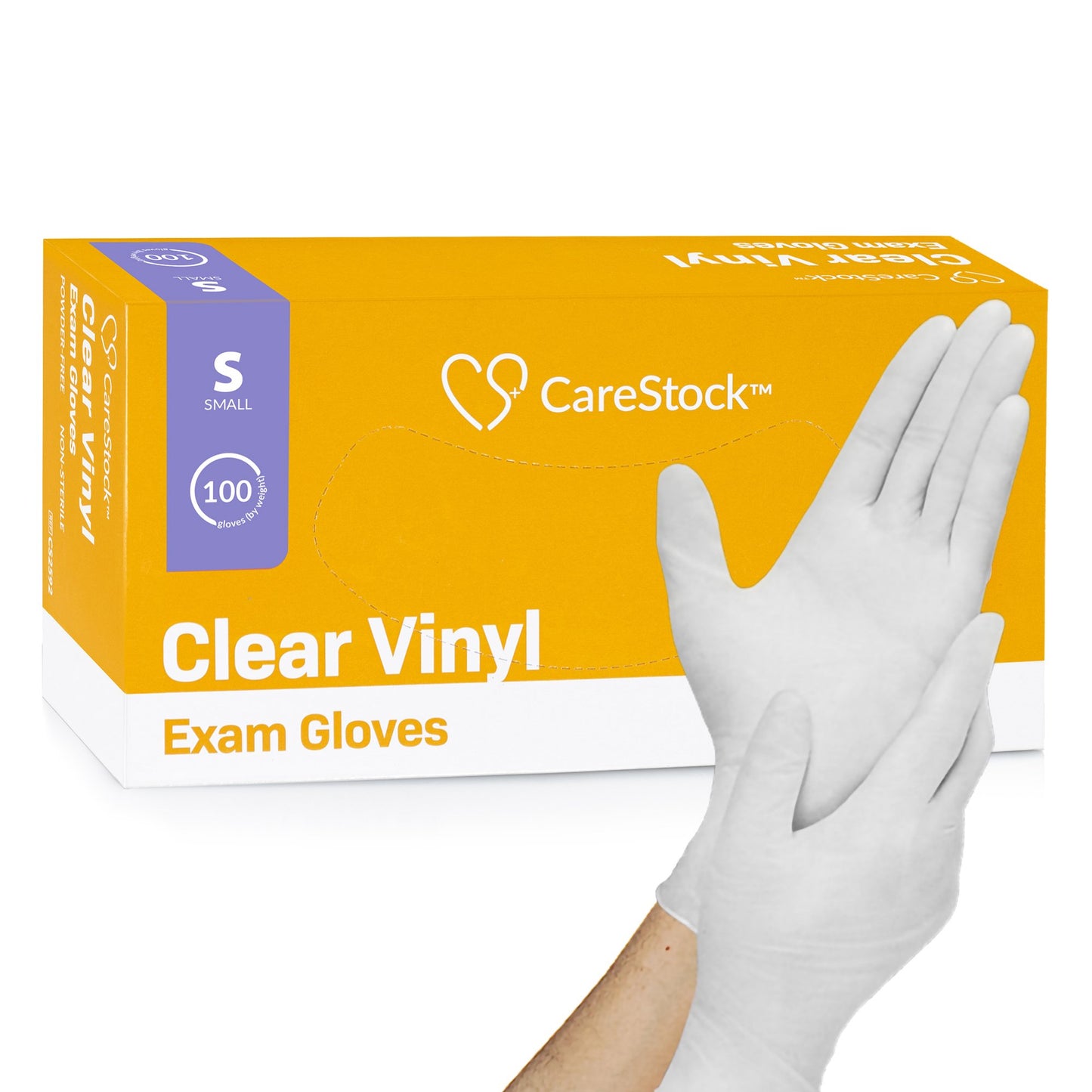 Exam Glove CareStock™ Small NonSterile Vinyl Standard Cuff Length Smooth Clear Not Rated