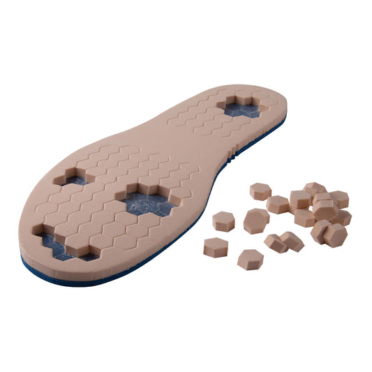 Offloading Insole PediFix® PressureOFF® High Protection System 9 Wide Full Length / Removable Bottom Pegs Polyurethane Foam Female 11 to 12-1/2 / Male 10 to 11-1/2 Blue / Tan