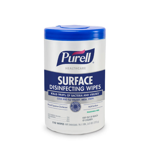 Surface Disinfectant Cleaner Purell® Healthcare Premoistened Alcohol Based Manual Pull Wipe 110 Count Canister Unscented NonSterile
