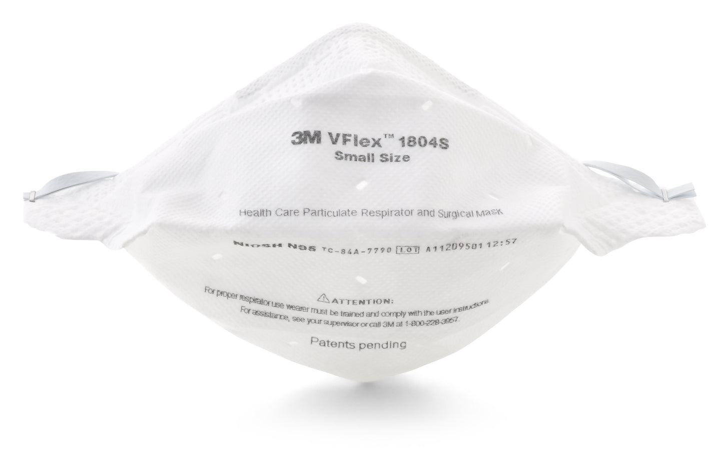 Particulate Respirator / Surgical Mask 3M™ VFlex™ Medical N95 ASTM F1862 Elastic Strap Small