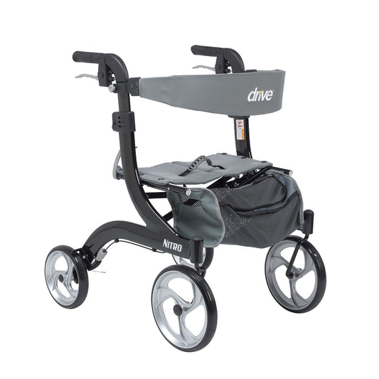 4 Wheel Rollator drive™ Nitro Hemi Black Adjustable Height / Folding Aluminum Frame