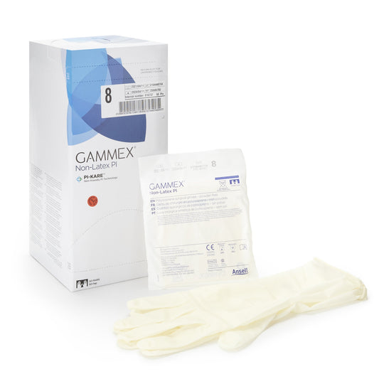 Surgical Glove GAMMEX® Non-Latex PI Size 8 Sterile Polyisoprene Standard Cuff Length Micro-Textured White Chemo Tested