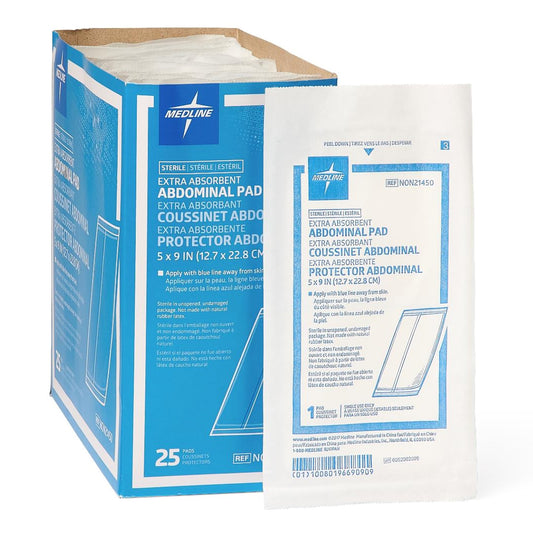 Abdominal Pad Medline 5 X 9 Inch Sterile 1 per Pack
