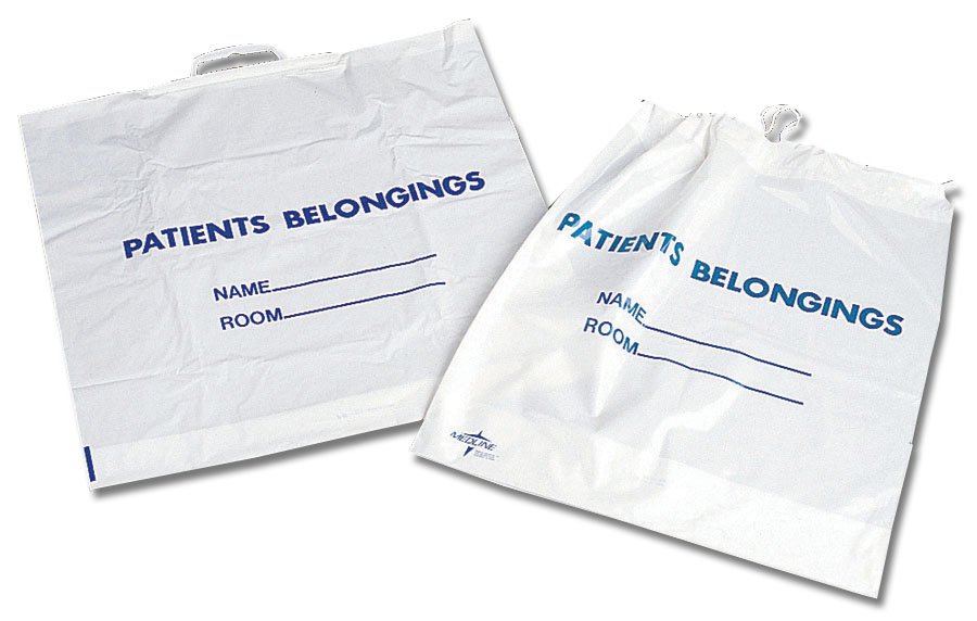 Patient Belongings Bag Medline 18 X 20 Inch Plastic Snap Closure White