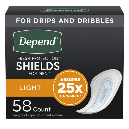 Bladder Control Pad Depend® Shields for Men 5 X 7-1/2 Inch Light Absorbency Sodium Polyacrylate Core One Size Fits Most