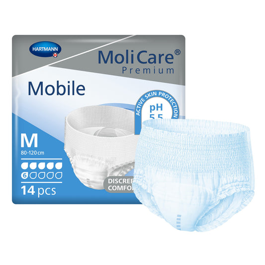 Unisex Adult Absorbent Underwear MoliCare® Premium Mobile 6D Pull On with Tear Away Seams Medium Disposable Moderate Absorbency