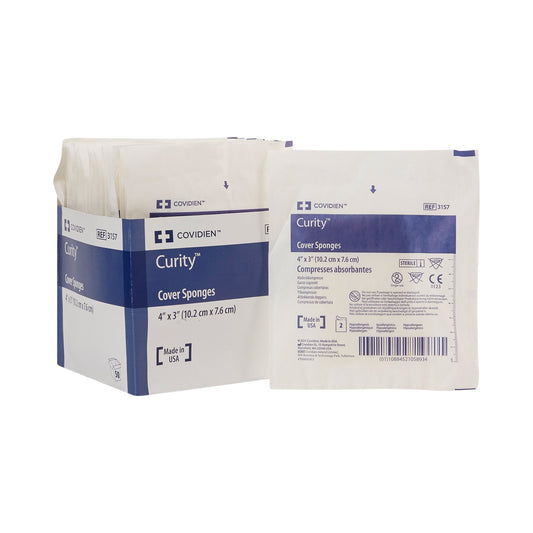 Cellulose Filled Nonwoven Sponge Curity™ 3 X 4 Inch 4-Ply Sterile 2 per Pack