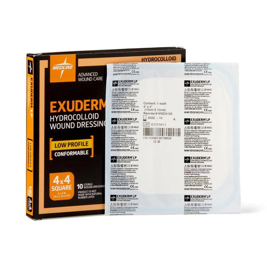 Hydrocolloid Dressing Exuderm™ LP Film Backing 4 X 4 Inch Square Hydrocolloid
