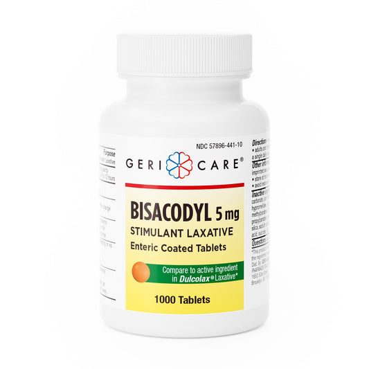 Laxative Geri-Care® Unflavored Tablet 1,000 per Bottle 5 mg Strength Bisacodyl USP