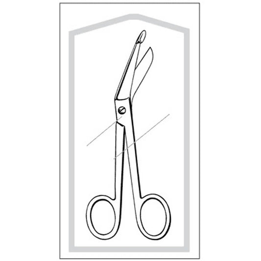 Bandage Scissors Econo Sterile™ Lister 5 Inch Length Floor / Office Grade Pakistani Stainless Steel Sterile Finger Ring Handle Angled Blunt Tip / Blunt Tip