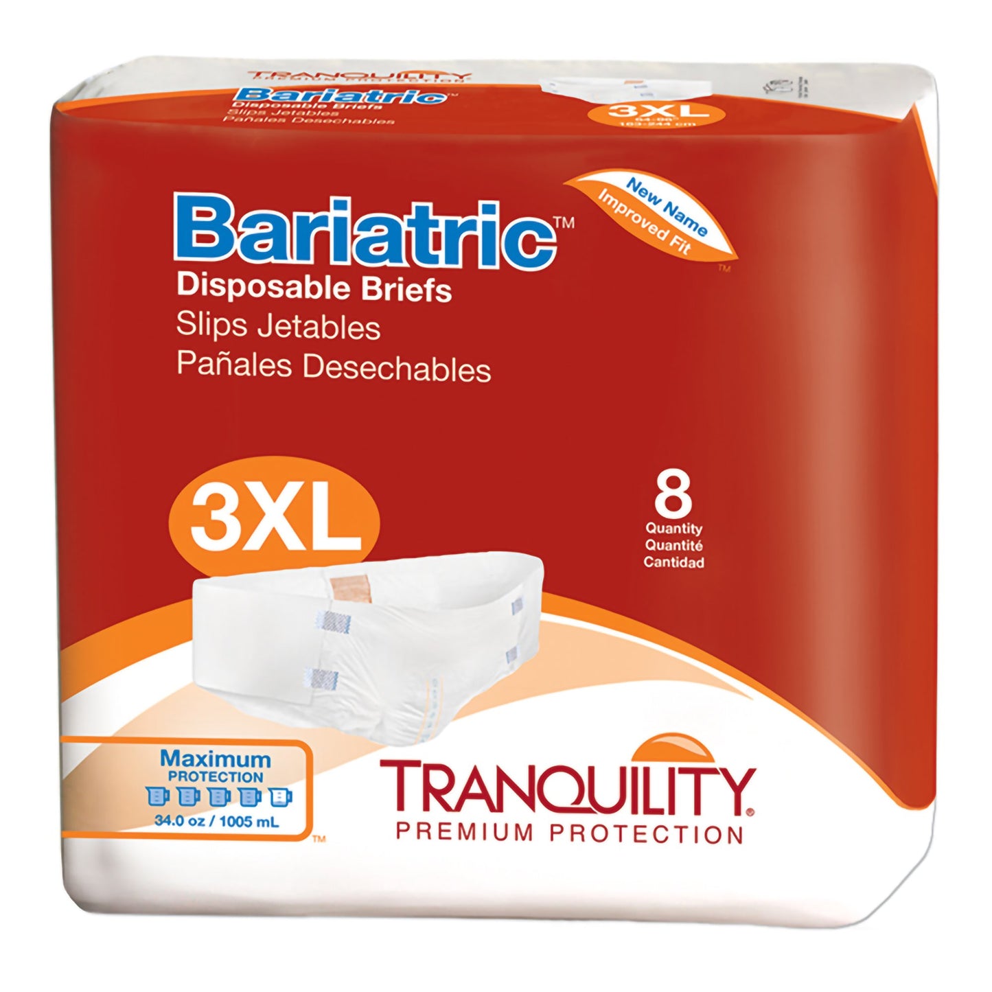 Unisex Adult Incontinence Brief Tranquility® Bariatric 3X-Large Disposable Heavy Absorbency
