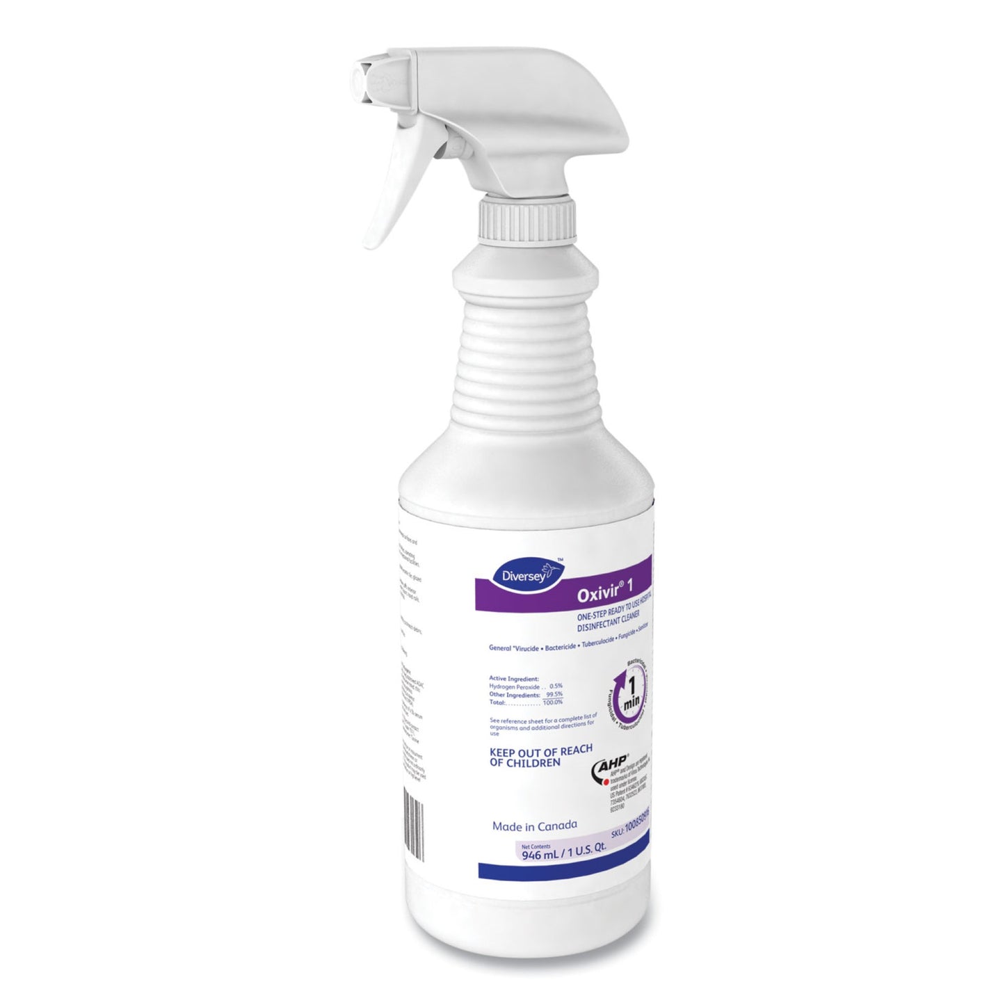 Surface Disinfectant Cleaner Diversey™ Oxivir® 1 Peroxide Based Trigger Spray Liquid 32 oz. Bottle Cherry Almond Scent NonSterile