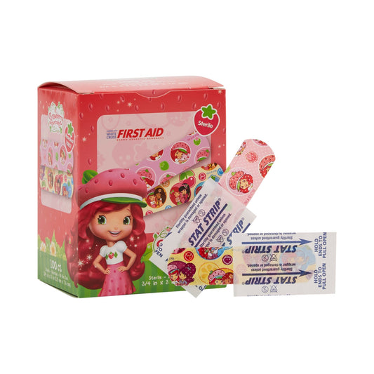 Adhesive Strip Stat Strip® Plastic Kid Design (Strawberry Shortcake) 3/4 X 3 Inch Sterile