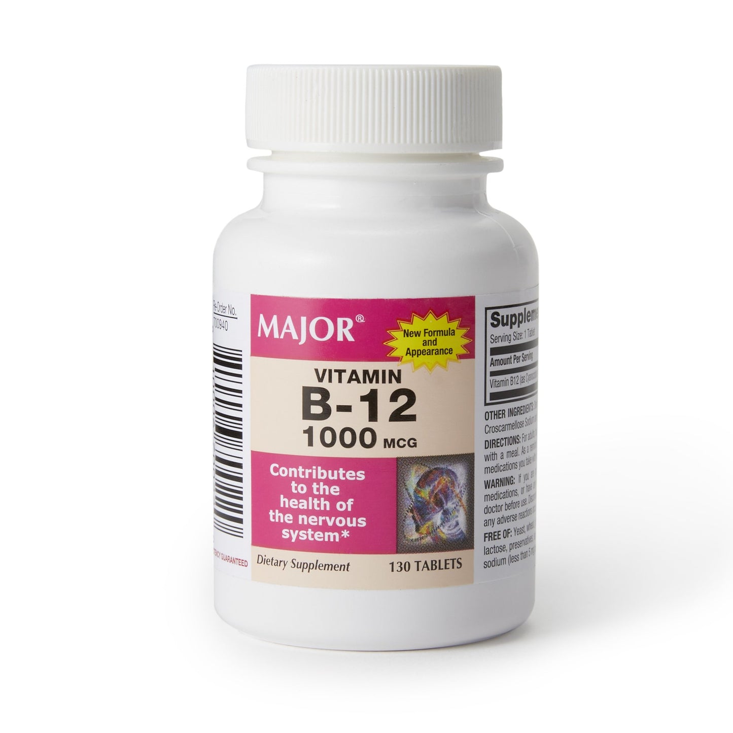 Vitamin Supplement Major® Vitamin B12 1,000 mcg Strength Tablet 130 per Bottle
