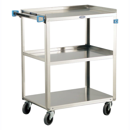 Utility Cart Stainless Steel Frame 16.25 X 27.5 X 32.125 Inch Silver 15-1/2 X 22 Inch Shelves