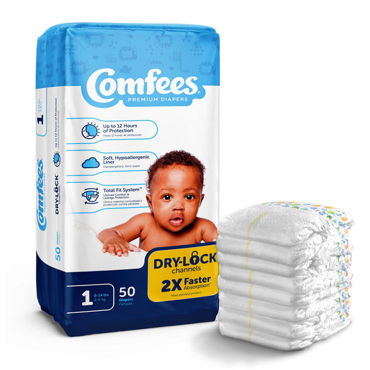 Unisex Baby Diaper Comfees® Size 1 Disposable Moderate Absorbency