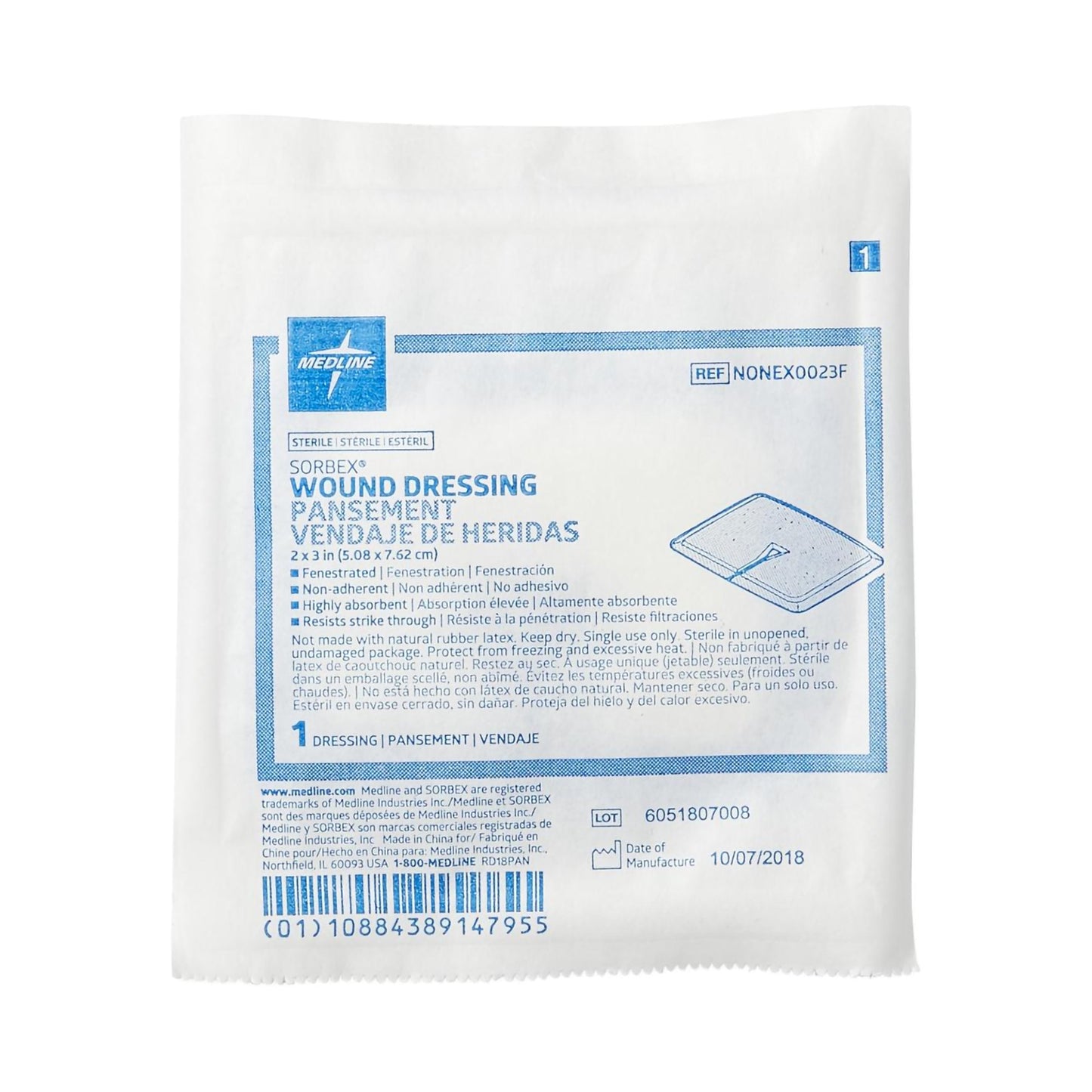 Super Absorbent Dressing Sorbex™ 2 X 3 Inch Fenestrated Rectangle