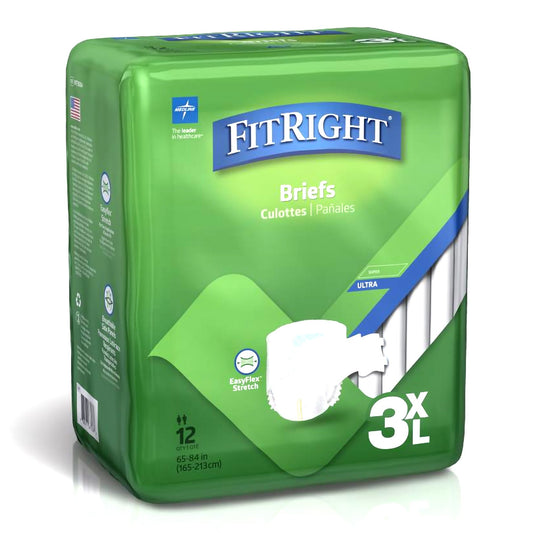 Unisex Adult Incontinence Brief FitRight® Bariatric 3X-Large Disposable Heavy Absorbency