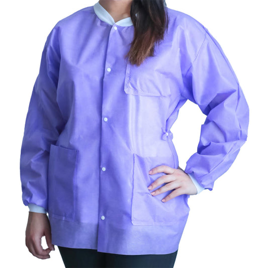 Lab Jacket FitMe™ Purple X-Large Hip Length 3-Layer SMS Disposable