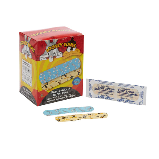 Adhesive Strip Looney Tunes™ Stat Strip® Plastic Kid Design (Looney Tunes Bugs and Daffy) 3/4 X 3 Inch Sterile